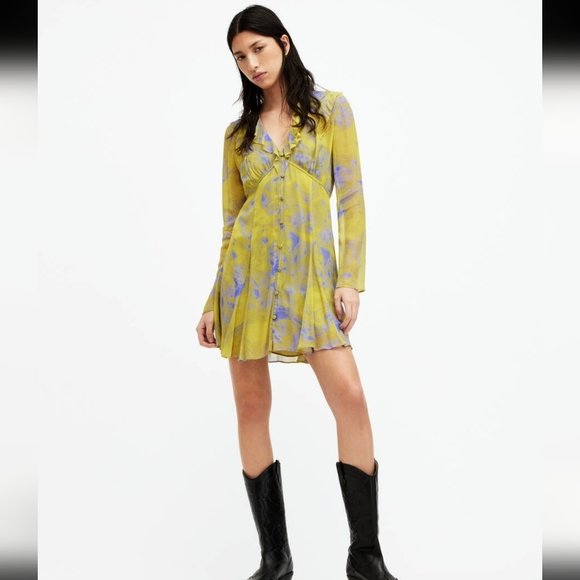 NWT Lini Inspiral V-Neck Frill Mini Dress - Picture 1 of 12